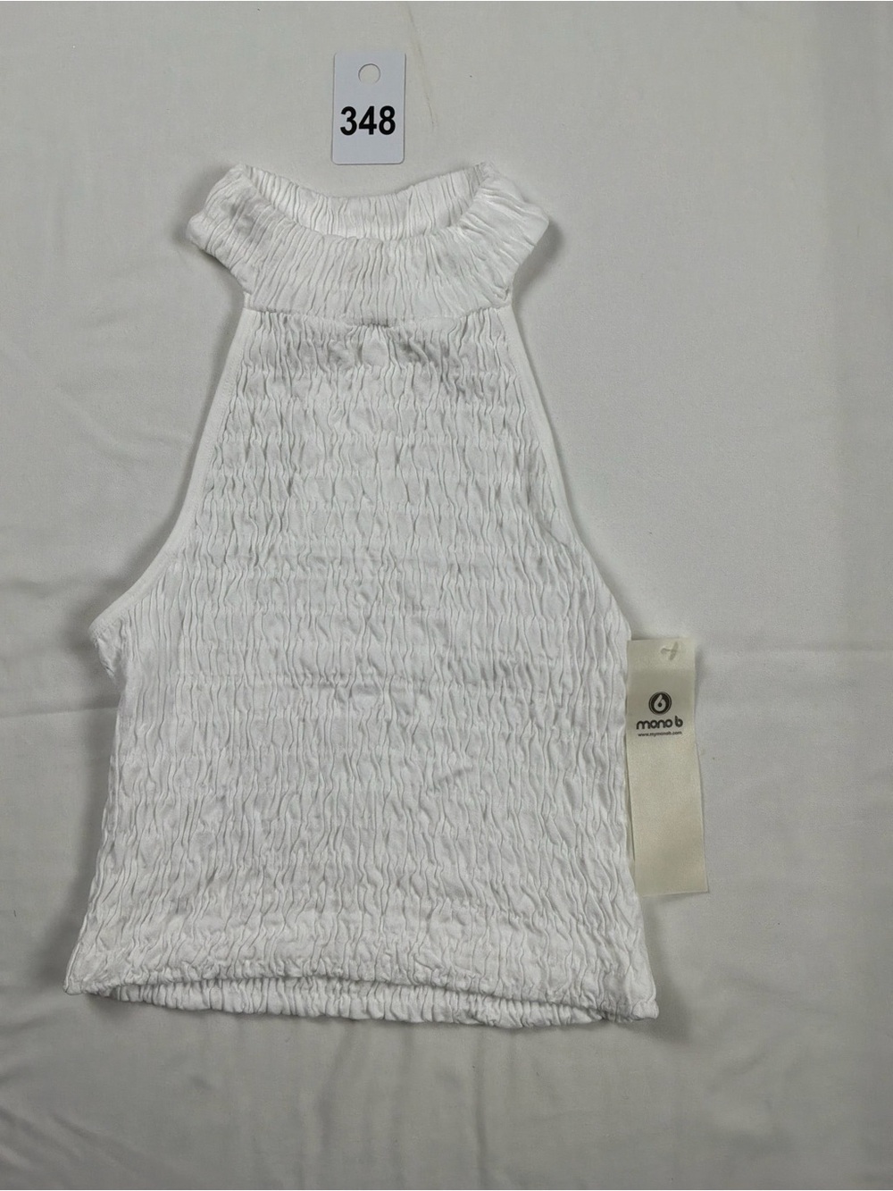 Mono B White Smocked High Neck Tank